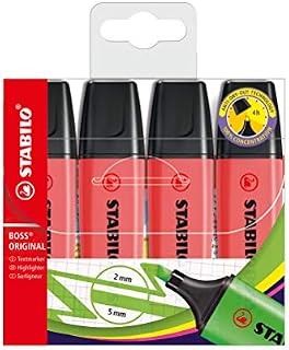 Zakreślacz - STABILO BOSS ORIGINAL etui 4 szt. - kolor: czerwony