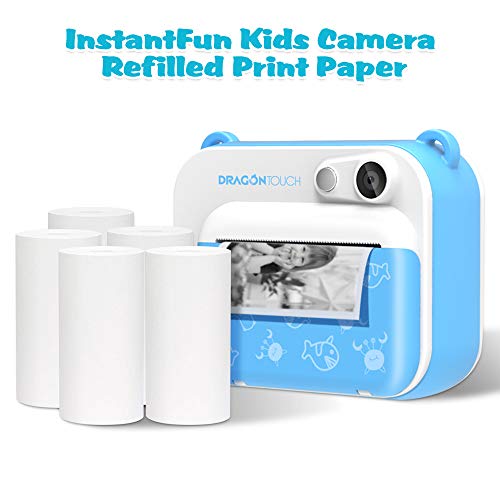 Dragon Touch Instantfun Kids Camera Refill Print Paper, Zero Ink, 5 Rolls, 2 1/4" X 50’, 58Mm X 15M, Thermal Paper, Print Paper-White #TOP2