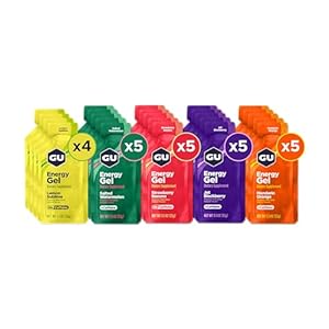GU Energy Original Sports Nutrition Energy Gel, Vegan, Gluten-Free, Kosher, and Dairy-Free On-the-Go Energy for Any Workout, 24-Count, Assorted Fruity Flavors