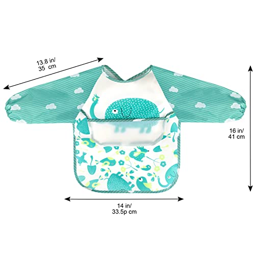 Accmor 5Pcs Baby Long Sleeve Bibs Waterproof Bibs With Flip Pocket Baby Sleeved Bibs Toddler Smocks For Eating Feeding,6-36 Months #TOP6