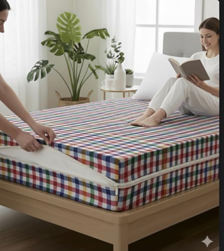 Image of Fairy Down-Cotton Mattress Cover with Zip for King Size Bed (72 X 72 X 10 Inches)