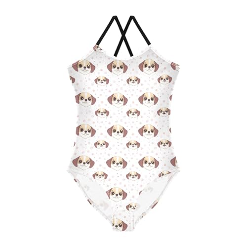 senya Girls Swimsuits One-Piece Swimwear Tie Bathing Suit Beach Summer Round Neck 5-6T Cute Dog Pattern