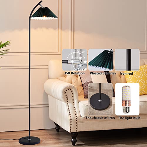 Modern Floor Lamps With 3 Colors 12W Led Bulb,360°Rotation Tall Lamp With Foot Switch,Simple Design,Boho Lamp,Standing Floor Lamps For Living Room, Bedroom, Office, Work, Reading (D：dark Green) #TOP2