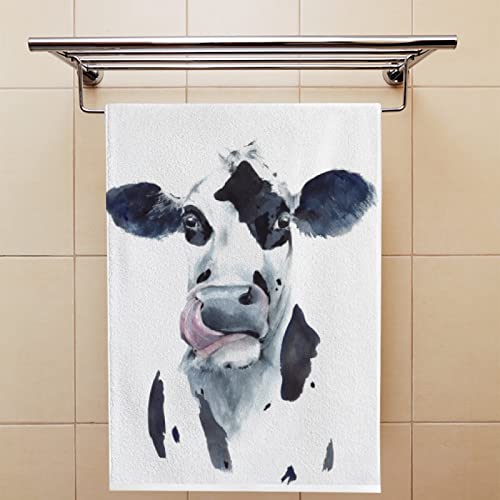 Topcarpenter Cow Face Hand Towels For Bathroom Farm Animal Cow Face Towel Hand Kitchen Towels Washcloth Set Of 2 Soft Quick Dry Super Absorbent Hand Towels 30 X 15 Inch #TOP3