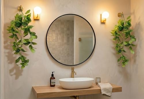 Image of Dekorly 2 Pack Artificial Plants Artificial Hanging Plants Faux Eucalyptus Leaf Greenery Fake Hanging Eucalyptus Plant (Green) (2, Yellow Money Plant Vines)
