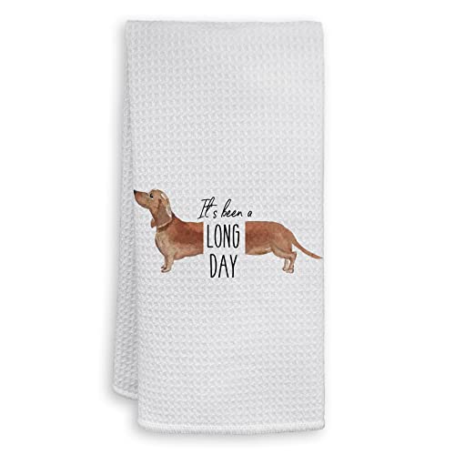 HIWX Dachshund Gifts, It’s Been a Long Day Dachshund Dog Decorative Kitchen Towels and Dish Towels, Dachshund Decor, Funny Dachshund Dog Hand Towels Tea Towel for Bathroom Kitchen Decor 16×24 Inches