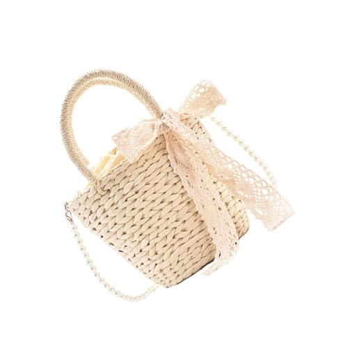 Sac bandoulière à main en paille tressée avec bandoulière amovible et doublure
