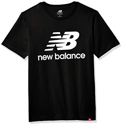 New Balance Men's Essentials Stacked Logo Short Sleeve, Black 19, L