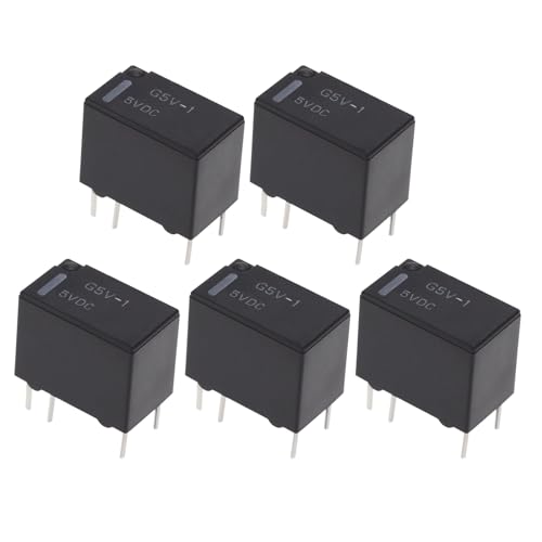 eMagTech 5Pcs G5V-1-DC5V Small Signal PCB Relays 167Ω Electromagnetic Power Relay 6Pin SPDT Signal Relay for Applications Including Home Automation Industrial Control, Black