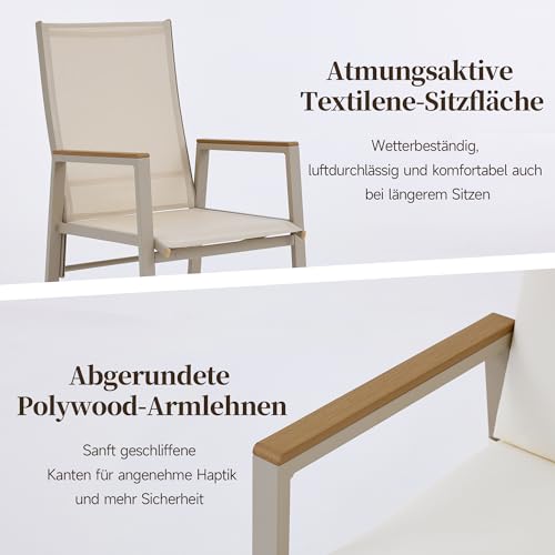 Sillas de comedor al aire libre caqui set de 2 con asiento de Teslin beige 6