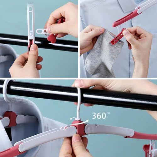 Miniatura 5 de Syixute 6 Piezas Perchas Plegables De Viaje Con Clip - Giratorias 360 Grados, Plástico Portátil Para Casa, Hotel, Camping, 2 Colores