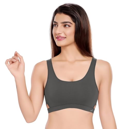 Image of juliet Women's Non Padded Non Wired Cotton Sports Bra JS 90-4 Dark Grey 2XL