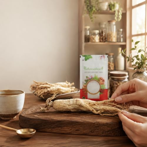 Image of Indian Jadi Booti Panax Ginseng Root for Instant Energy and Mental Sharpness - 100% Pure Whole Dried Ginseng for Stamina & Immunity - 10g