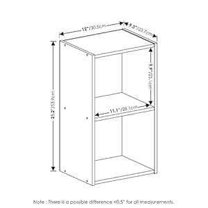 Furinno Luder Bookcase Book Storage 2 Tier Cube French Oak