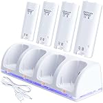 OSTENT Charger Dock Station + 4 Battery Packs for Nintendo Wii Remote Controller Color White