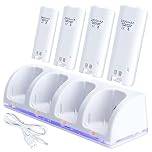 OSTENT Charger Dock Station + 4 Battery Packs Compatible for Nintendo Wii Remote Controller Color White