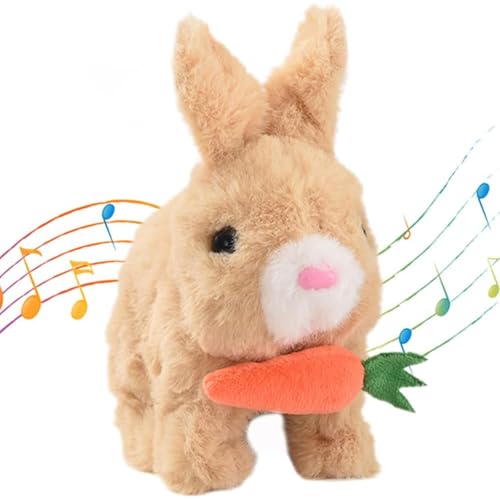 Hüpfendes Kaninchen,Hase Elektrisch,Sprechender Hasen,Hasen Kuscheltiere Klein,Haustier Plüschhase mit Karotten,Interaktives Elektronisches Haustier,Elektronisches Plüschhase mit Geräusche Macht