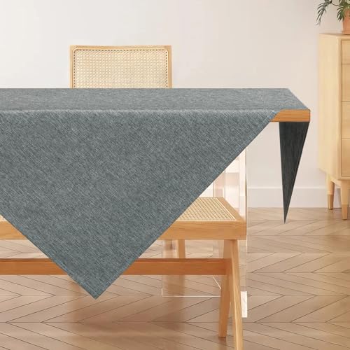 AooHome Tischdecke 80X80cm Mitteldecke Grau Leinen-Optik Tischdecken Abwaschbar Tischtuch aus Polyester Wasserabweisend mit Lotuseffekt Dauerhaft Kratzfest für Wohnzimmer Esszimmer Balkon Garten