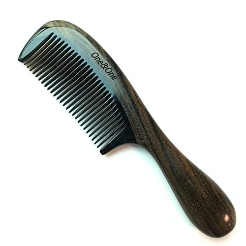 One&One Ox horn Comb – Fine teeth Wooden Combs - Natural Sandalwood hair Comb for Men Women and Kids - Horn teeth hair comb