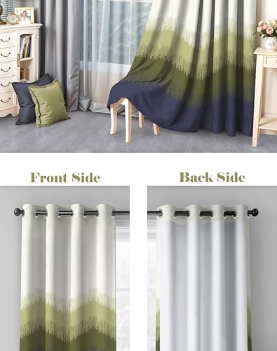 Image of Kivo Digital Print 85% Blackout Curtains for Long Door /Window, Thermal Insulated, Tie Back, Wider Width 50 in, Eyelet Curtains for Living Room /Bedroom(Green 9 ft Set of 1)