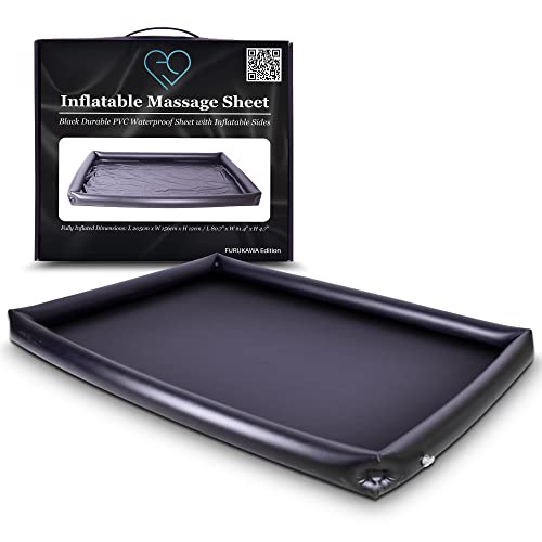 Hoja de masaje inflable, hoja impermeable de PVC duradera negra con lados inflables, 80.7 x 61.4 x 4.7 pulgadas