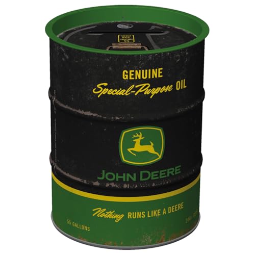 Nostalgic-Art Tirelire rétro, 600 ML, John Deere – Special-Purpose Oil Black – Idée Cadeau pour Fans des tracteurs, Official License Product (OLP), boîte à...