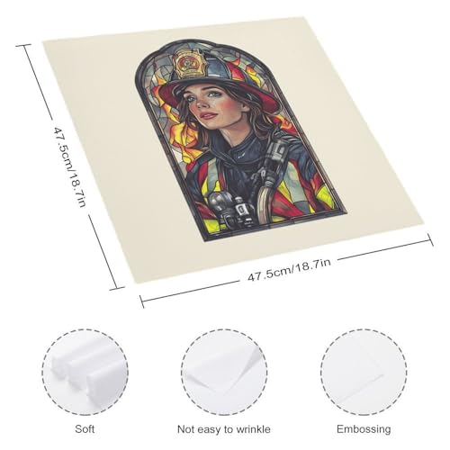 Servilletas de tela reutilizables de mujer bombero para decorar tu mesa de cocina 3