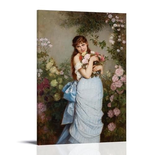 Auguste Toulmouche-A Young Woman Outstanding Works - Póster artístico para pared, pintura para colgar fotos, decoración de dormitorio familiar, 40 x 60 cm