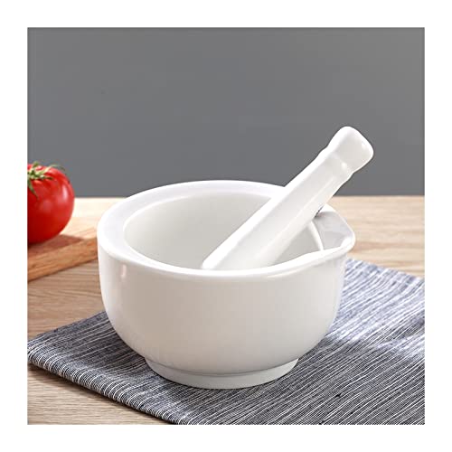 molinillo de especias Juego de mortero y mortero de porcelana blanca, juego de tazones for mezclar de cerámica, moler especias y nueces for liberar sabor, herramienta trituradora de bricolaje for coci