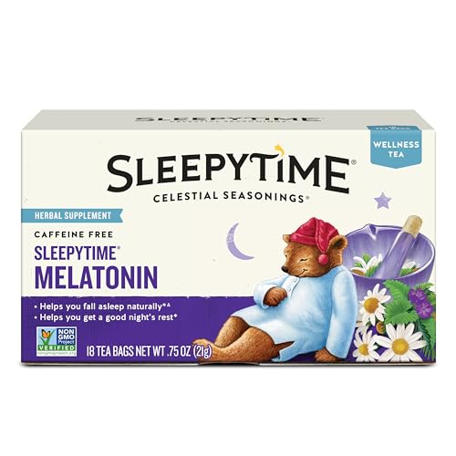 Celestial Seasonings Sleepytime Tea Plus Melatonin, Caffeine Free, Celestial Seasonings Herbal Tea, 18 Bag Box