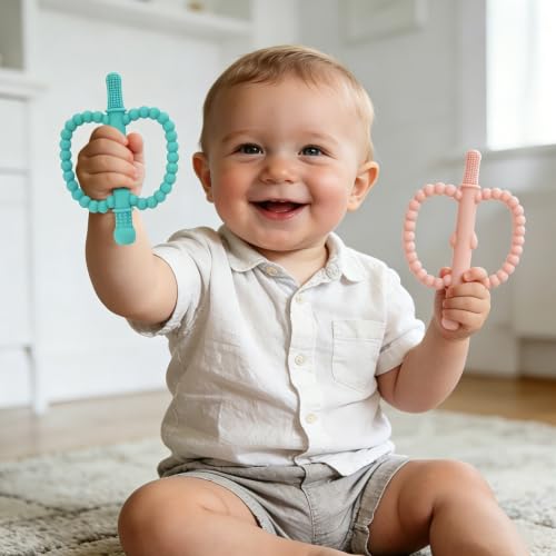 Fu Store Hollow Teether Tube Apple Shape Baby Teething Toy for Babies 0-36M - image 3