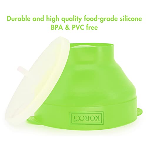 Image of The Original Korcci Microwaveable Silicone Popcorn Popper, BPA Free Microwave Popcorn Popper, Collapsible Microwave Popcorn Maker Bowl, Dishwasher Safe - Green (Pack of 2)