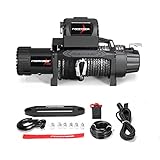 FIERYRED Electric Synthetic Rope Winch - 13000 lb. Load Capacity Fit for Jeep,Truck,SUV with Wirless Remote & Corded Control