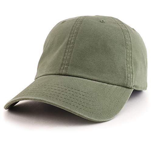 Armycrew Oversize 2XL Garment Washed Soft Cotton Canvas Dad Hat Cap - Olive - 2XL