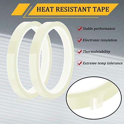Image of LUTER 2PCS Heat Transfer Tapes, 10mm x 33m (108ft) High Temp Tape, Heat Resistant, Transparent