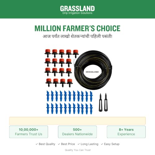 Image of Grassland 4mm Micro Tube feeder line pipe Pin Connectors Punch Tool Dripper Sprinklers 1 /4 Inch Emitters Drip irrigation kits accessories lateral fitting (50m+100pin+50Reddriper+2punch)