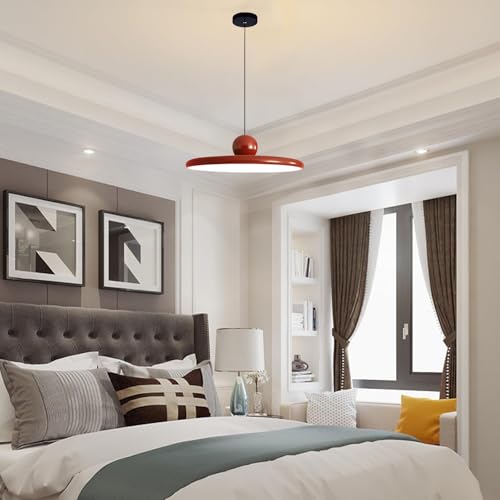actiwoqi Pendant Lamp Red Ceiling Mid Century LED Kitchen Island Pendant Light Large Round Fixtures for Kitchen Island Lighting,Dining Room (Red) by actiwoqi - Used condition - Image 3