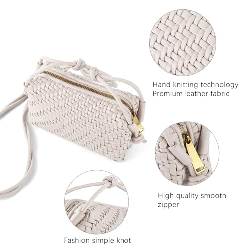 Image of Woven Crossbody Bag for Women,Small Handbag Cute Purse Vegan Leather Handmade Shoulderbag,Lightweight Tote Bag with Strap