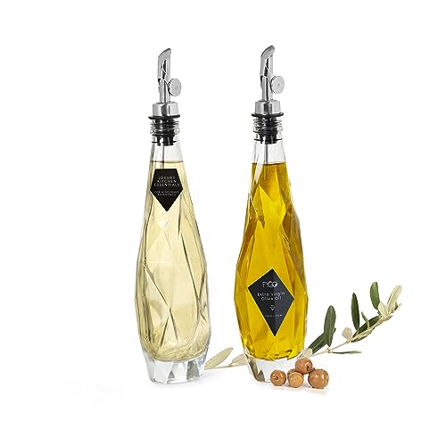 Fygo Diamond Lux Olive Oil Bottle Dispenser- Olive Oil Container- Oil And Vinegar Dispenser Set- Oil Cruet- Oil Bottle For Cooking- Glass Olive Oil Dispenser Bottle For Kitchen (350Ml- Set Of 2-Black) #TOP26
