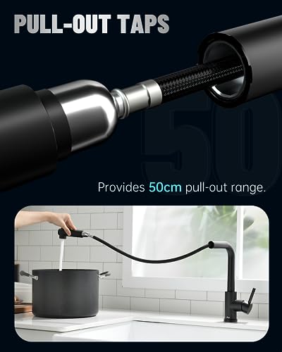 APPASO Grifo de cocina extensible de baja presión, Grifo de cocina de baja presión, 3 conexiones, baja presión con 2 tipos de chorro para caldera