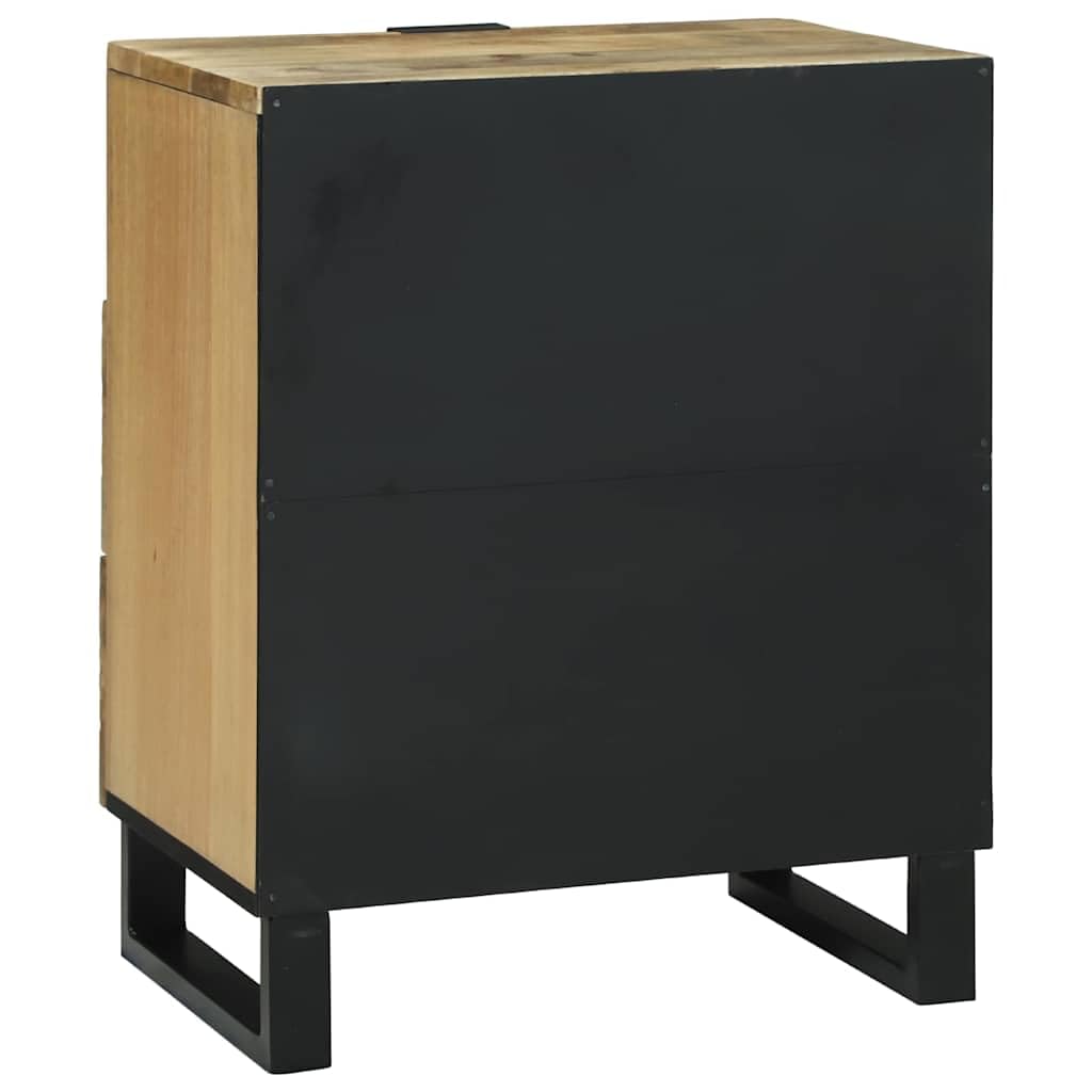 Stolik nocny z naturalnego materiału drewnopochodnego 50 x 33 x 62 cm z 2 szufladami i regałem, rustykalna szafka nocna jako stolik pomocniczy z miejscem do przechowywania do sypialni, salonu