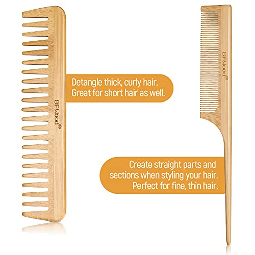 Bfwood Bamboo Hair Brush And Combs Set, Eco-Friendly Wooden Hair Brushes Set For All Hair Types #TOP4