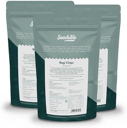 Snackible Jalapeno Ragi Chips - 55gm (Pack of 3)