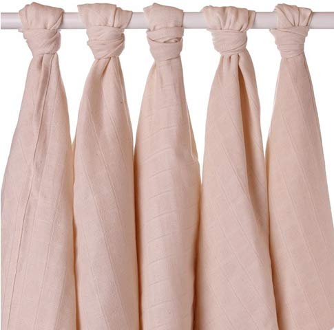 Pieluchy z gazy muslin 80 x 80 cm bawełna ekologiczna zestaw 5 sztuk naturalny