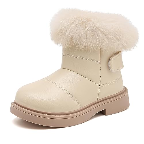 Meik Mangni Stivali da Neve Carino Bambine e Ragazze Stivaletti Invernali Scarpe Comode Morbide Fodera Calda Scarponi da Sci all\'aperto,Bianco,Taglia 22 EU