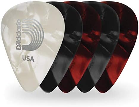 D'Addario Celluloid Guitar Picks - Guitar Accessories - Guitar Picks for Acoustic Guitar, Electric Guitar, Bass Guitar - Natural Feel, Warm Tone - Assorted, Assorted, 25-pack