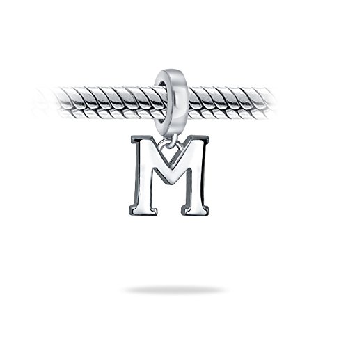 Abalorio de plata de ley 925 con inicial A-Z para pulsera europea de mujer 2