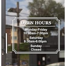 Business Hours Sign for Window - Free Squeegee - Easy Install Manual Frame Box - Landscape