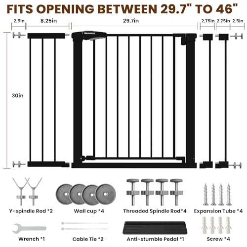 Image of Mumeasy 29.7-46 inch Baby Gate for Stairs, Auto Close Dog Gate for Doorways