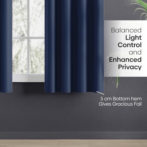 Image of Haus and Kinder Blackout Curtains 5 feet for Window,Pack of 2 Blackout Curtains for Window,100% Room Darkening Curtains Blackout 5 feet Long (Navy, 114x152 CM)